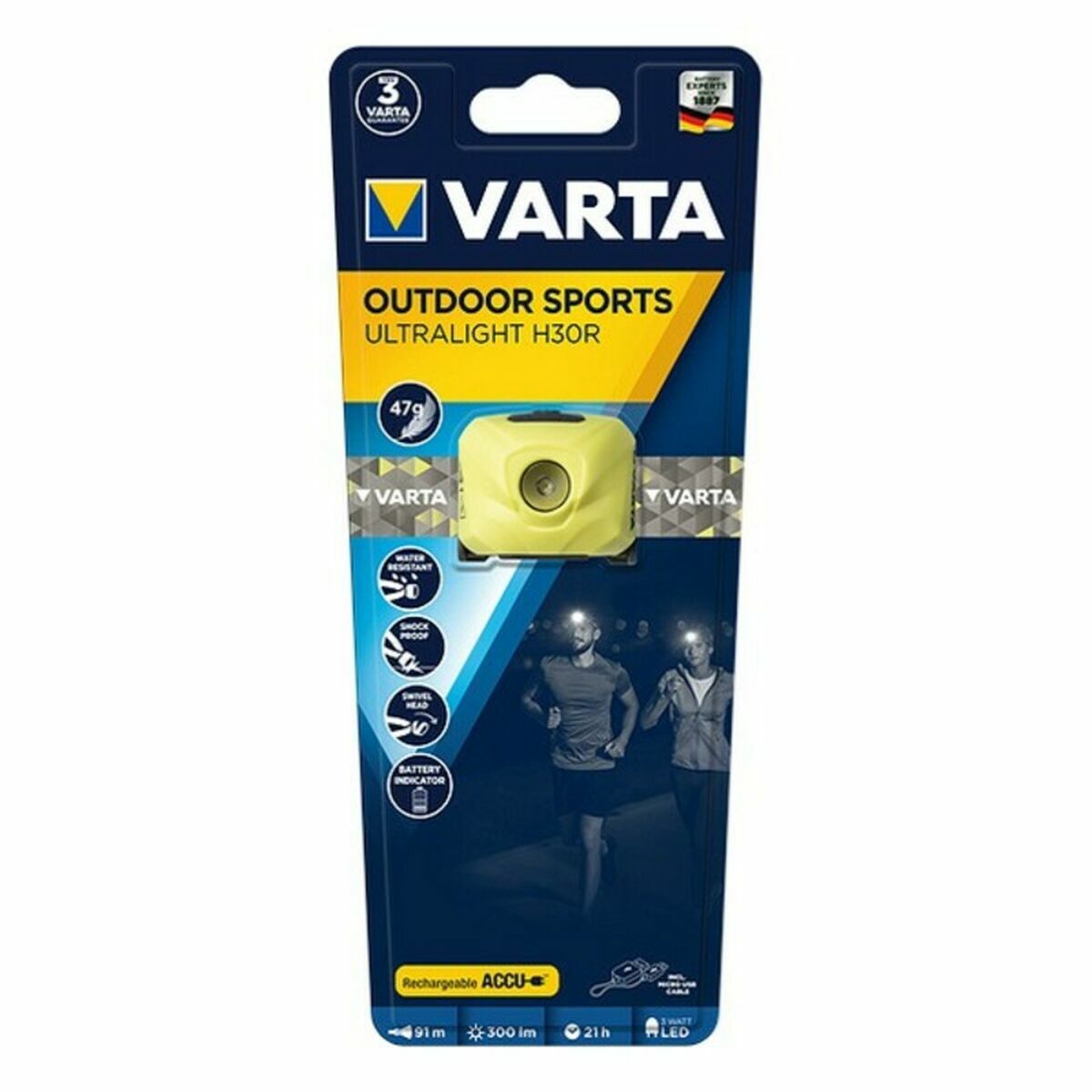 LED Head Torch Varta 18631101401 Yellow 3 W IPX4 300 Lm